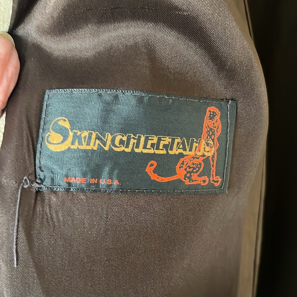 Vintage genuine suede coat with hoodie brown sz M/L - Picture 2 of 5